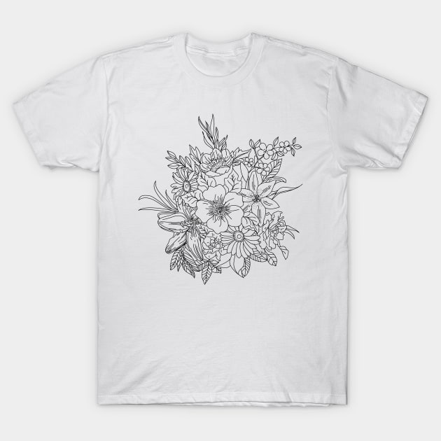 Elegant Hand drawn floral doodles design T-Shirt by InovArtS